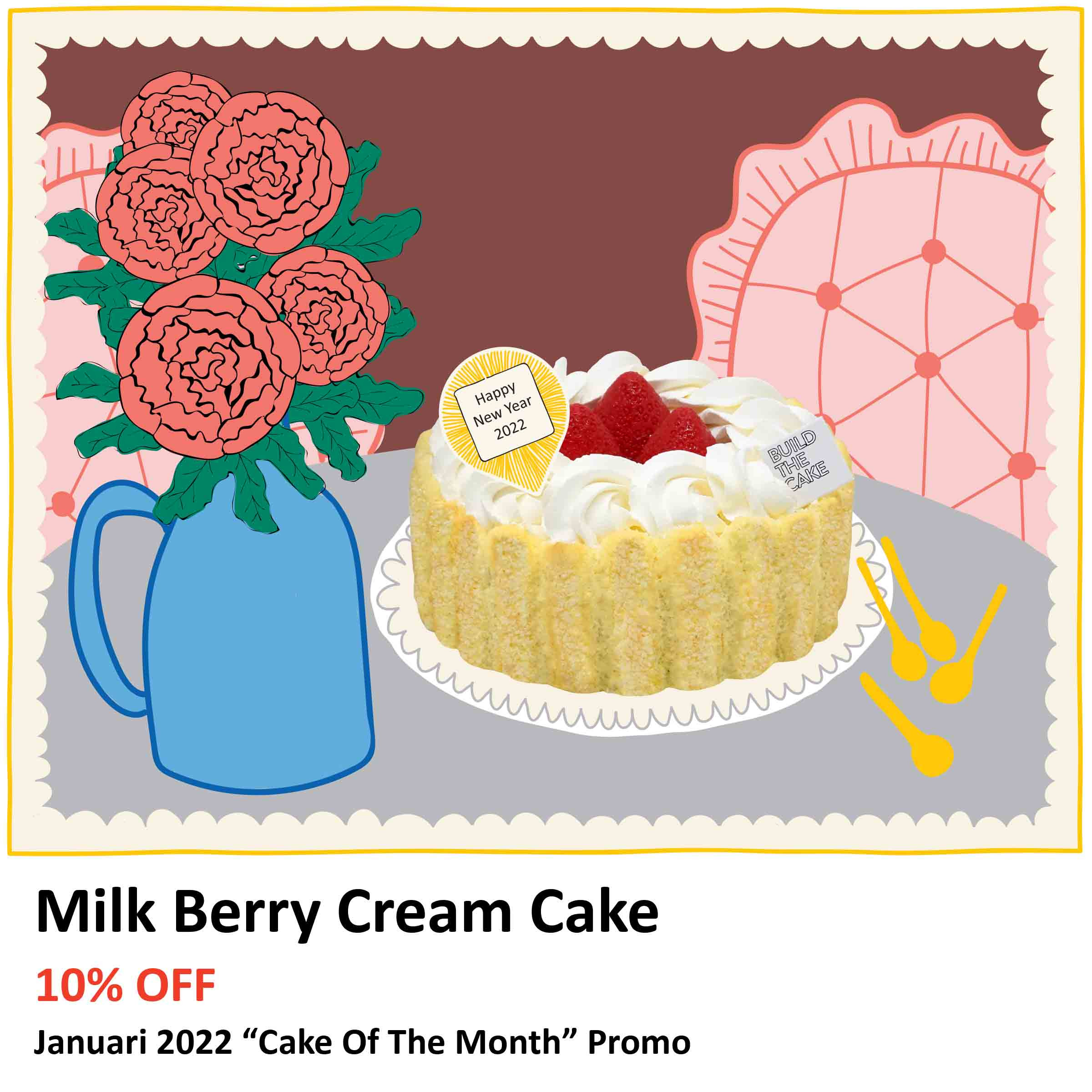 Milk Berry Cream Cake